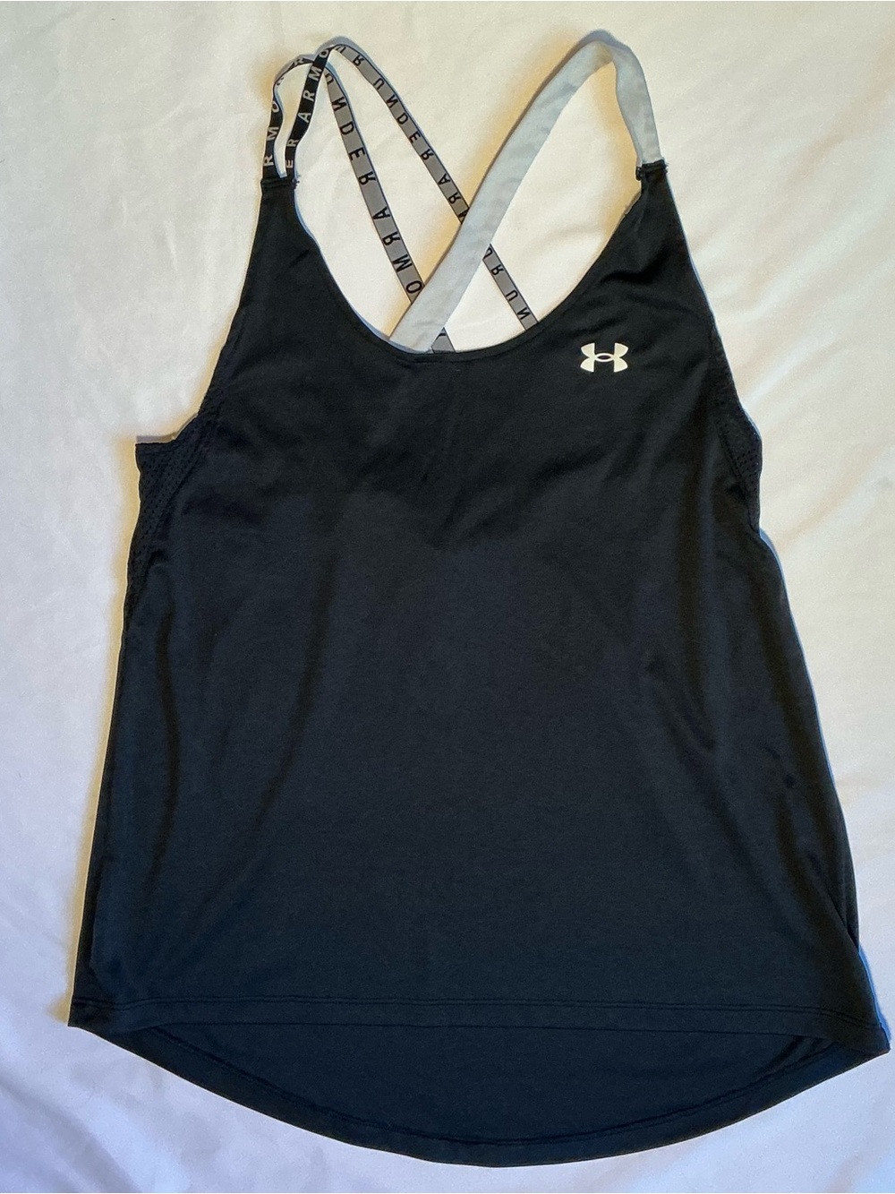 Under Armour Black Women’s Crossback Performance Tank with Gray Straps